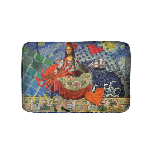 Mona Lisa Fun Zodiac Whimsical  Bath Mat (Front)