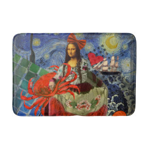 Mona Lisa Fun Zodiac Whimsical  Bath Mat