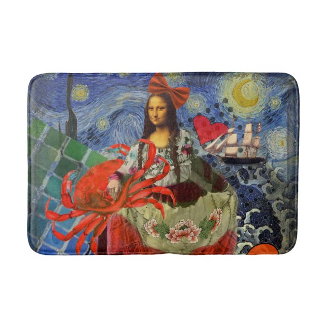Mona Lisa Fun Zodiac Whimsical  Bath Mat (Front)