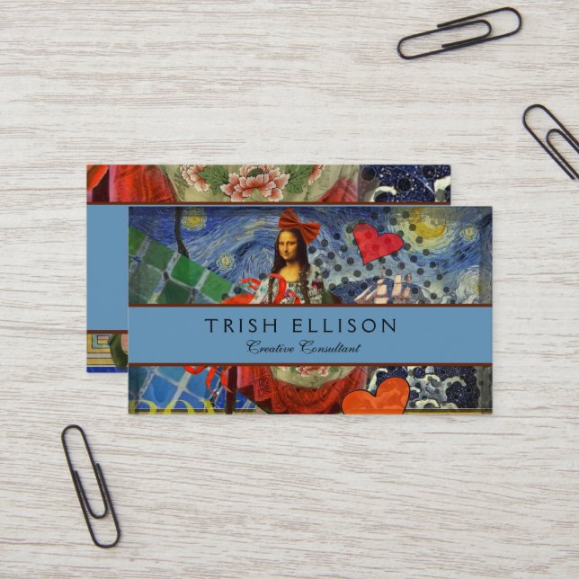 Mona Lisa Fun Zodiac Whimsical  Business Card (Front/Back In Situ)