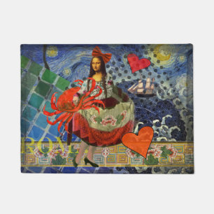 Mona Lisa Fun Zodiac Whimsical Doormat