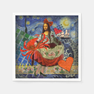 Mona Lisa Fun Zodiac Whimsical Napkin