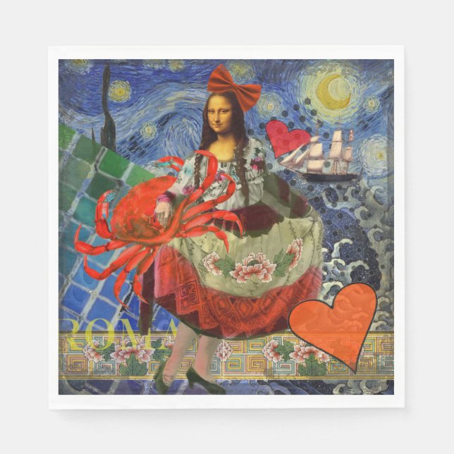 Mona Lisa Fun Zodiac Whimsical  Napkin (Front)