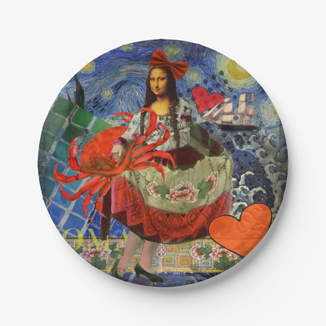 Mona Lisa Fun Zodiac Whimsical  Paper Plate (Front)