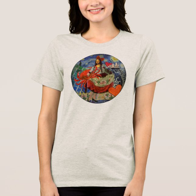 Mona Lisa Fun Zodiac Whimsical  Tri-Blend Shirt (Front)