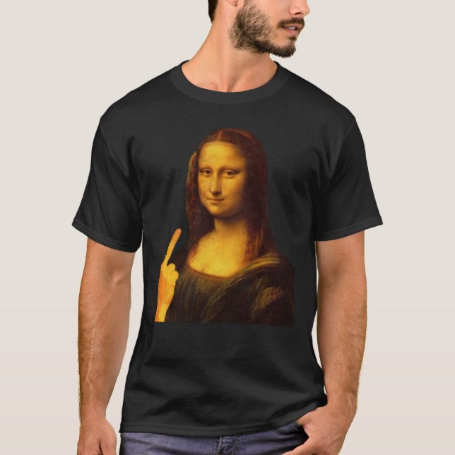 Mona Lisa Funny Painting Middle Finger Sticker2738 T-Shirt (Front)