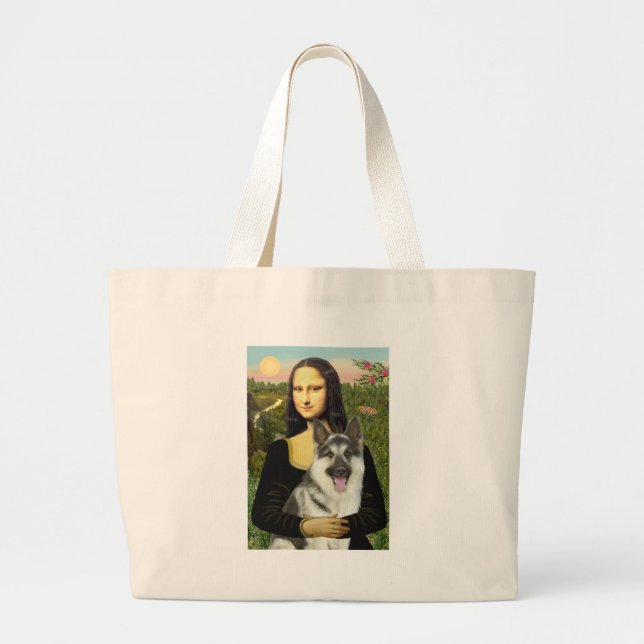 Mona Lisa - German Shepherd 9 Large Tote Bag (Front)