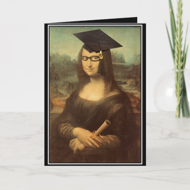 Mona Lisa Graduation Grad Cap Card (Front)