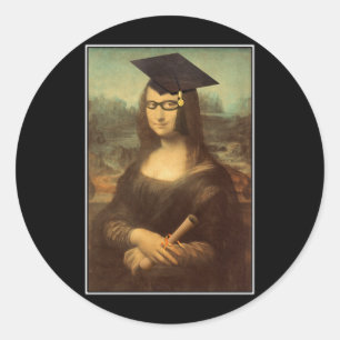 Mona Lisa Graduation Grad Cap Classic Round Sticker