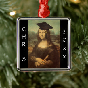 Mona Lisa Graduation Grad Cap Metal Tree Decoration