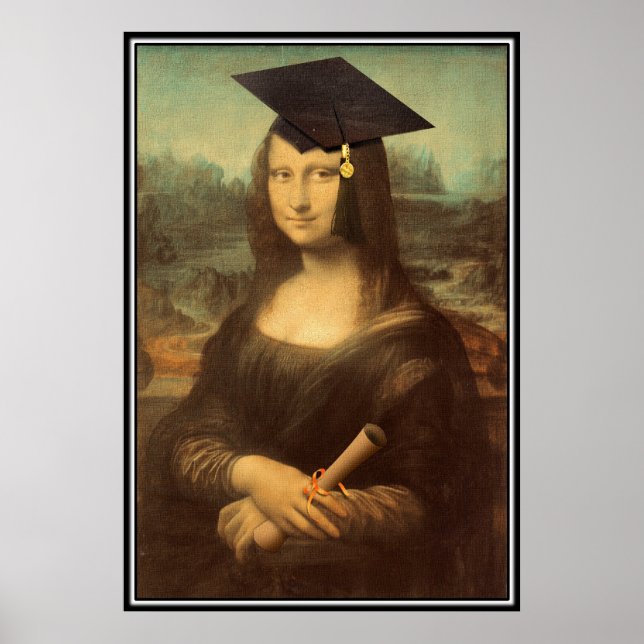 Mona Lisa Graduation Grad Cap Poster (Front)