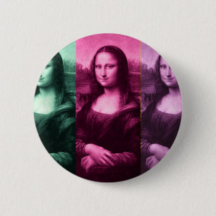 Mona Lisa Green Pink Purple 6 Cm Round Badge