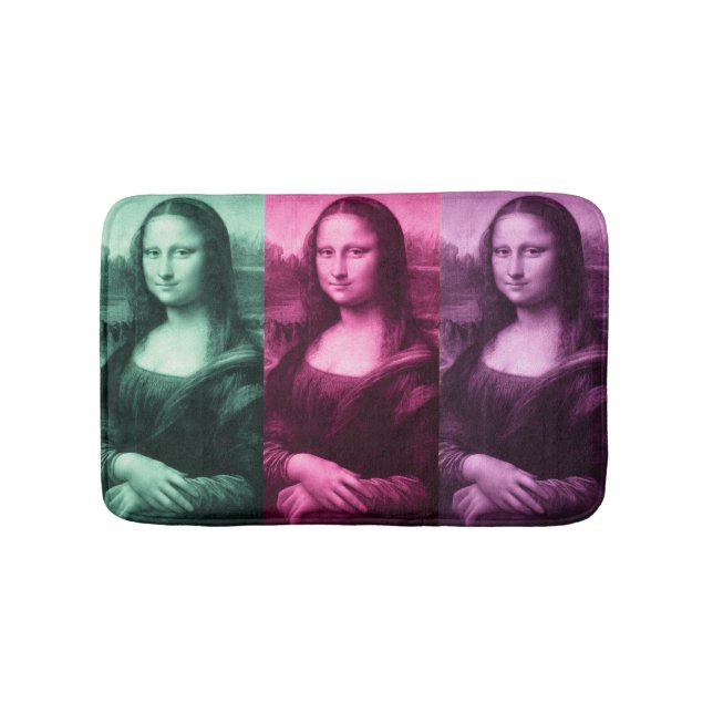 Mona Lisa Green Pink Purple Bath Mat (Front)