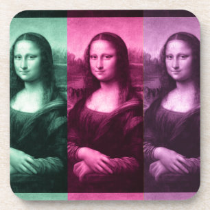 Mona Lisa Green Pink Purple Coaster