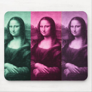 Mona Lisa Green Pink Purple Mouse Mat