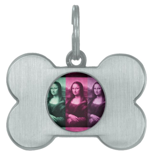 Mona Lisa Green Pink Purple Pet Name Tag (Front)