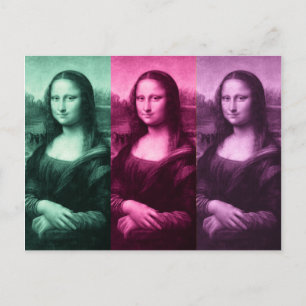 Mona Lisa Green Pink Purple Postcard