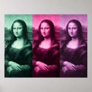Mona Lisa Green Pink Purple Poster