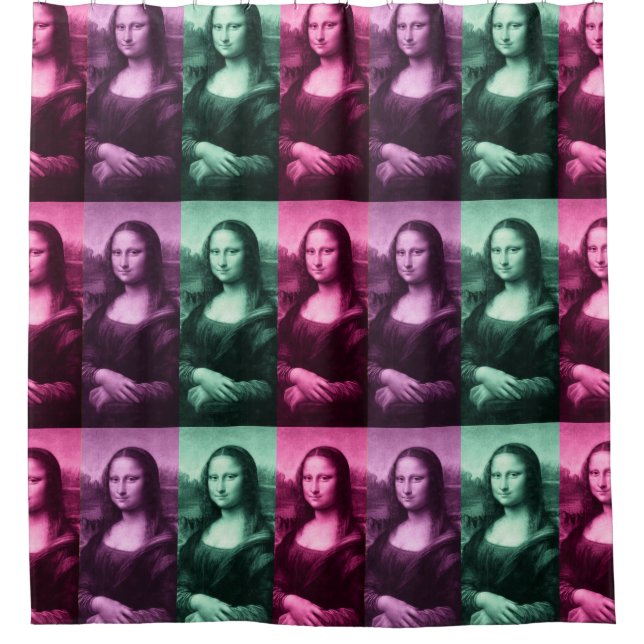 Mona Lisa Green Pink Purple Shower Curtain (Front)