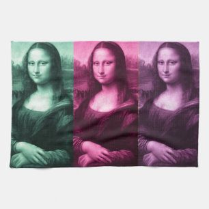 Mona Lisa Green Pink Purple Tea Towel