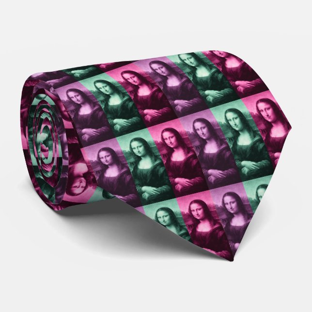 Mona Lisa Green Pink Purple Tie (Rolled)