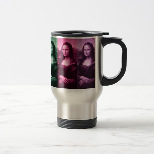 Mona Lisa Green Pink Purple Travel Mug (Right)