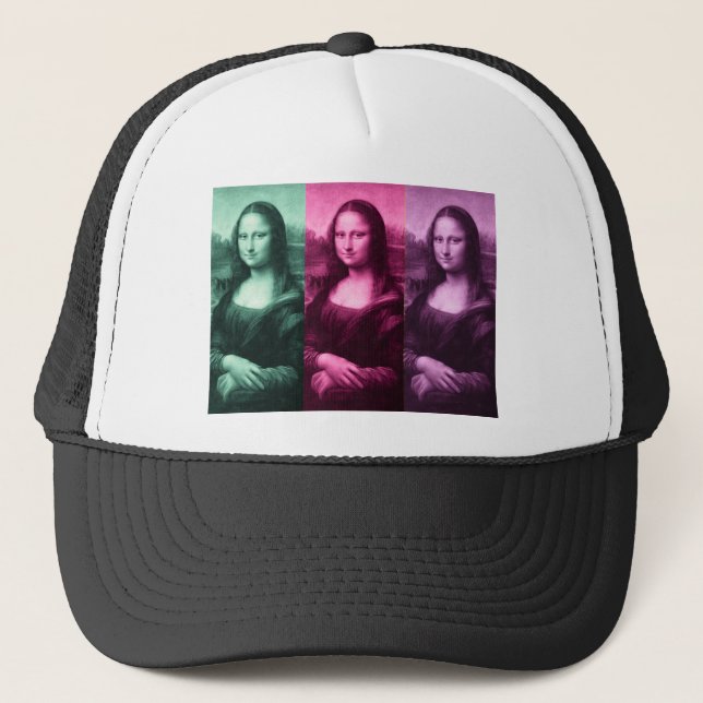 Mona Lisa Green Pink Purple Trucker Hat (Front)