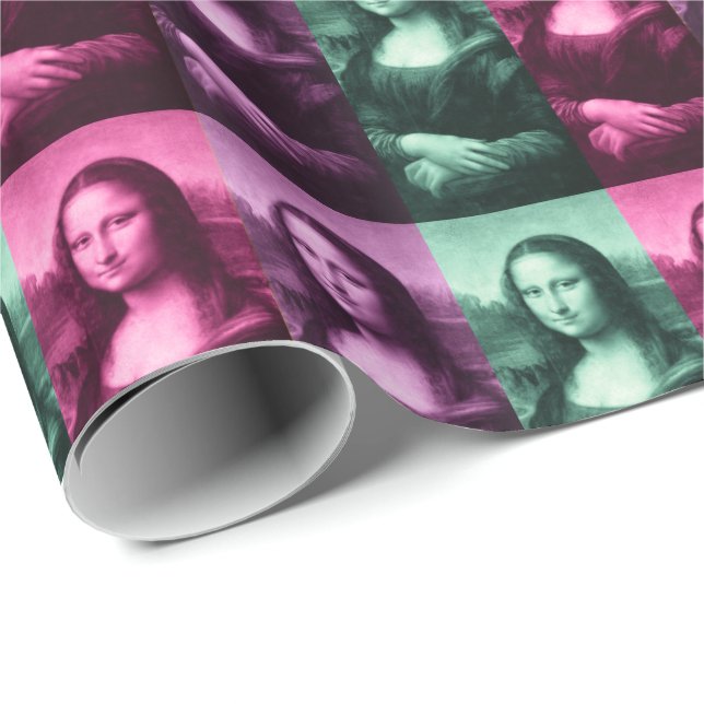 Mona Lisa Green Pink Purple Wrapping Paper (Roll Corner)