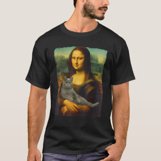 Mona Lisa Grey Cat Art Funny Gifts Cat Lover Cat M T-Shirt