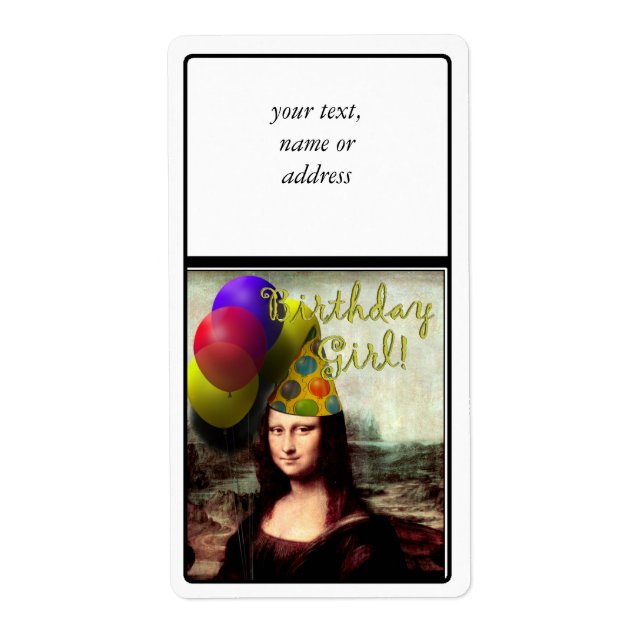 Mona Lisa Happy Birthday Party Hat (Front)