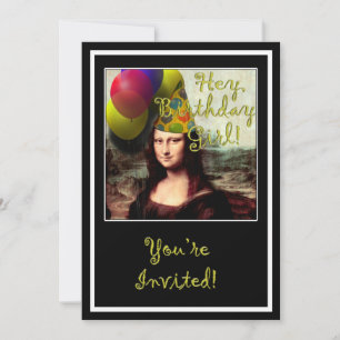 Mona Lisa Happy Birthday Party Hat Card