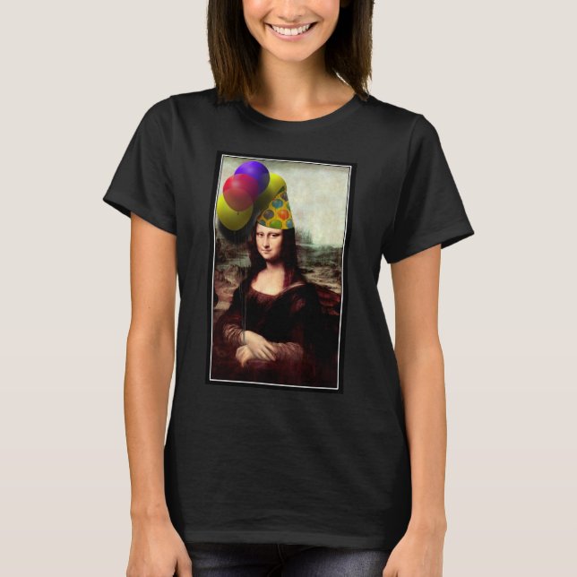 Mona Lisa Happy Birthday Party Hat T-Shirt (Front)