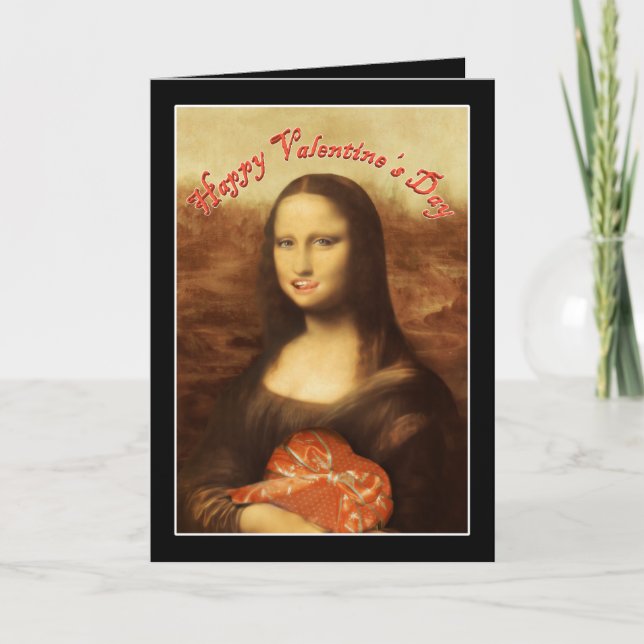 Mona Lisa Heart Valentine's Day Kiss Holiday Card (Front)