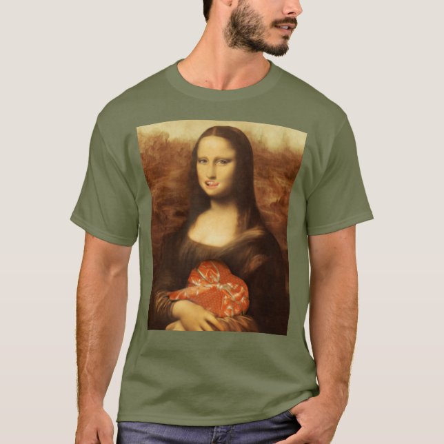 Mona Lisa Heart Valentine's Day Kiss T-Shirt (Front)