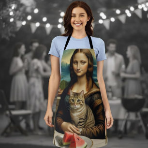 Mona Lisa &her cat  -  Summer vibes \ Apron
