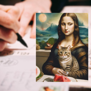 Mona Lisa &her cat  -  Summer vibes \ Postcard