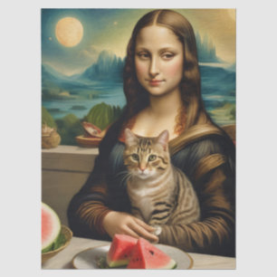 Mona Lisa &her cat - Summer vibes \ Tissue Paper
