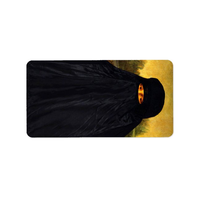 Mona Lisa Hidden Behind Burqa Label (Front)