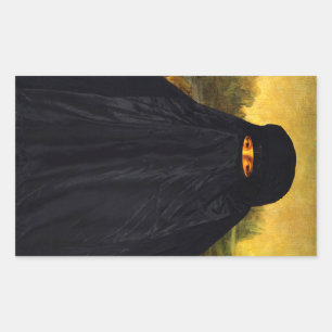 Mona Lisa Hidden Behind Burqa Rectangular Sticker
