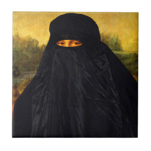Mona Lisa Hidden Behind Burqa Tile