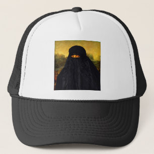 Mona Lisa Hidden Behind Burqa Trucker Hat