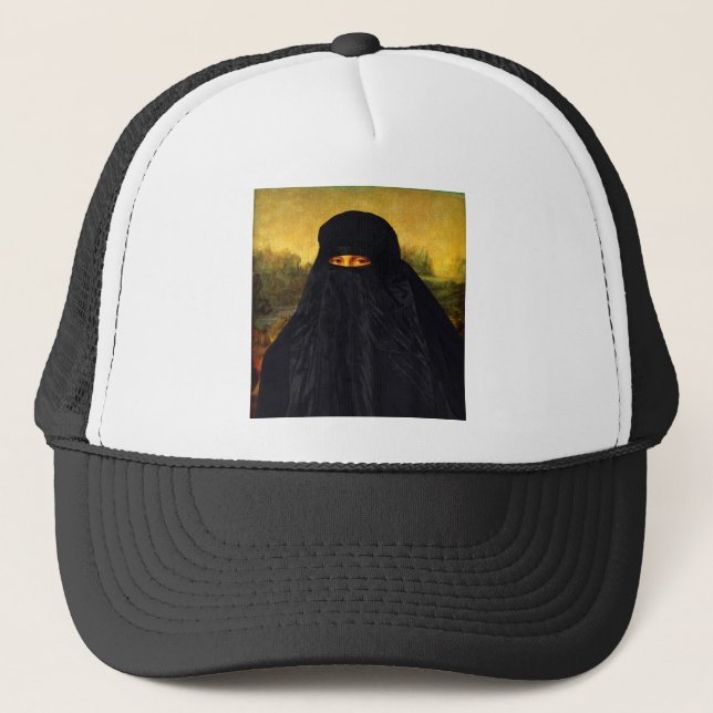 Mona Lisa Hidden Behind Burqa Trucker Hat (Front)