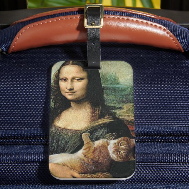 Mona Lisa holding a Cat  Luggage Tag (Front Insitu 2)