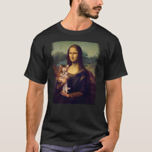 Mona Lisa Holding a Chihuahua Cute Dog Art Parody  T-Shirt