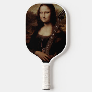 Mona Lisa holding a guitar (Guitarist) Guitar love Pickleball Paddle
