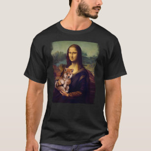 Mona Lisa Holding a Shiba Inu Cute Dog Art Parody T-Shirt