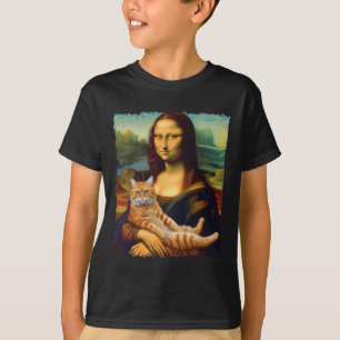 Mona Lisa Holding Cat Portrait Art Painting Kitty  T-Shirt