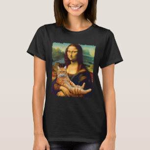 Mona Lisa Holding Cat Portrait Art Painting Kitty  T-Shirt