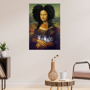 Mona Lisa holding cute kittens Leonardo da Vinci Poster