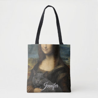Mona Lisa Holding Elegant Gray Cat                 Tote Bag